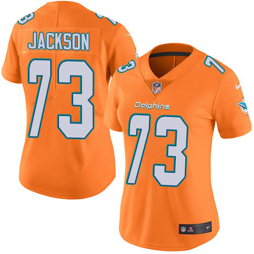 Nike Miami Dolphins #73 Austin Jackson Orange Women Stitched NFL Limited Rush Jersey->women nfl jersey->Women Jersey